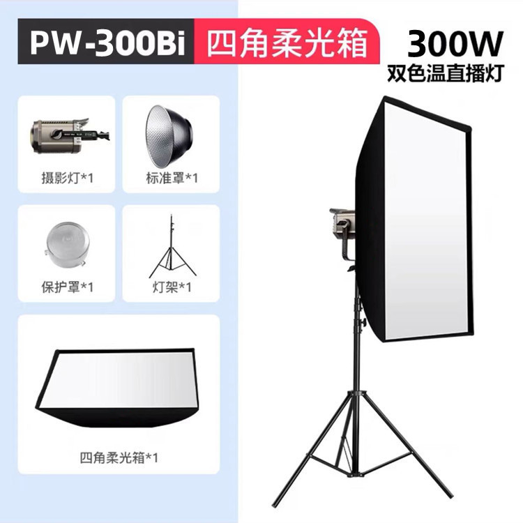 極勝PW-300Bi 2色温度300w大電力直播間ledランプアナウンサー撮影灯直播補光灯|undefined