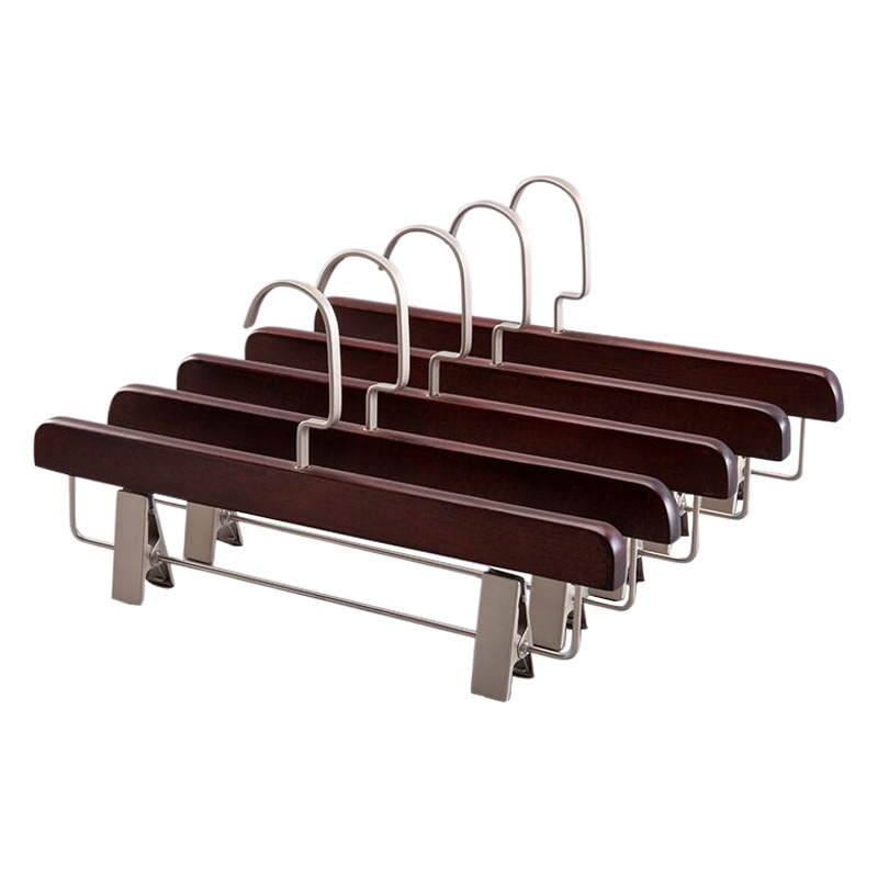 Pantalones de madera de alta gama pantalones de rack clip adulto madera maciza antideslizante pantalones sin costura percha tienda de ropa pantalones de hotel percha al por mayor