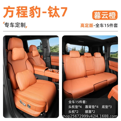 Seat Cover Car Seat Cover, Seat cushion, seat cover - muyun-orange-15-piece-set-full-car-bottom-cushion-back-cushion-headrest-cushion-headrest-2-lumbar-support-2-high-definition-version-equation-leopard-titanium-7