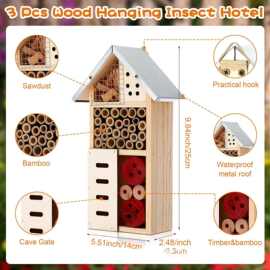 跨境木质昆虫窝户外悬挂蜜蜂窝昆虫养殖箱捕捉器蜜蜂窝喂食器鸟窝
