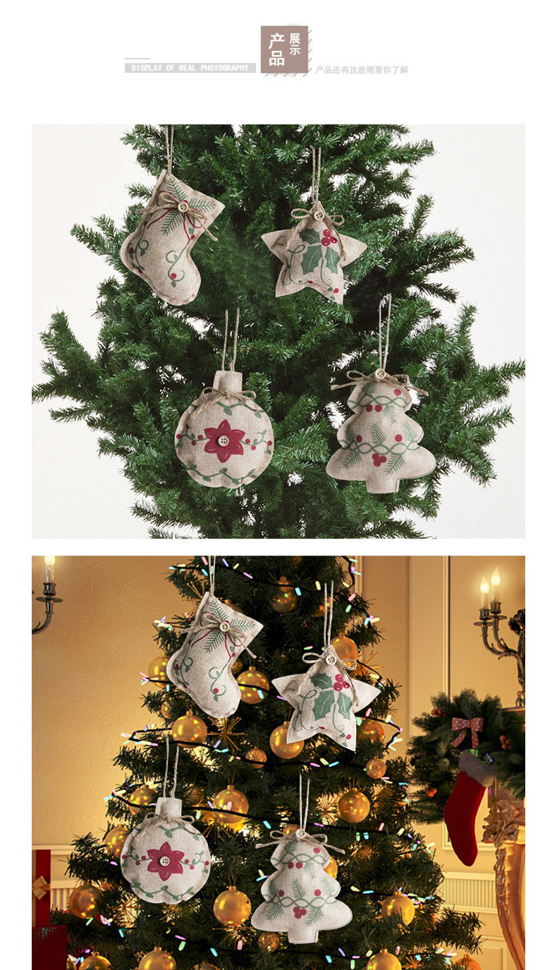 New Christmas Linen Printing Pendant Ornaments Wholesale Nihaojewelry display picture 2