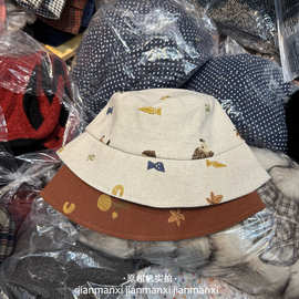 2026新款日系可爱复古重工刺绣水桶帽子女夏季休闲百搭盆帽显脸小