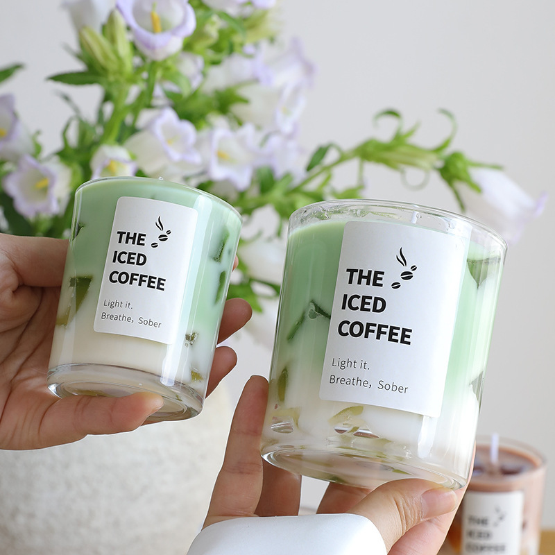 クロスボーダー卸売クリエイティブ夏抹茶カップ型ゼリーワックスパーティー家庭用装飾アロマキャンドル雰囲気感キャンドル|undefined