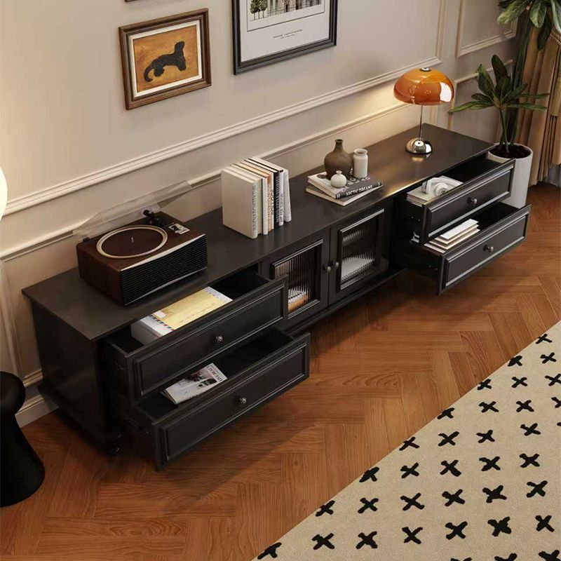 Solid Wood Tv Cabinet Living Room Home Black American Retro Small Apartment French Floor Cabinet Coffee Table Tv Cabinet Combination