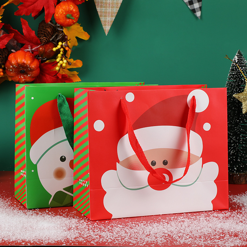 2024圣诞手提纸袋跨境圣诞袋套装现货圣诞礼品袋 糖果礼物包装袋