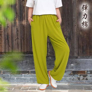 Xiaoheshan Tai Chi Pants for Women and Men, Elastic Cotton Martial Arts Lantern Practice Pants, Tai Chi Uniform, New Loose Style with Pockets for Spring and Summer