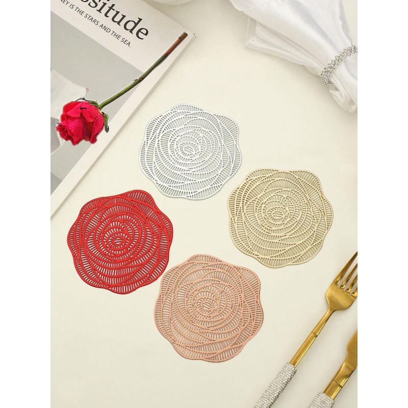 Flower Pattern Round Placemats 15inch PVC Material 394inch