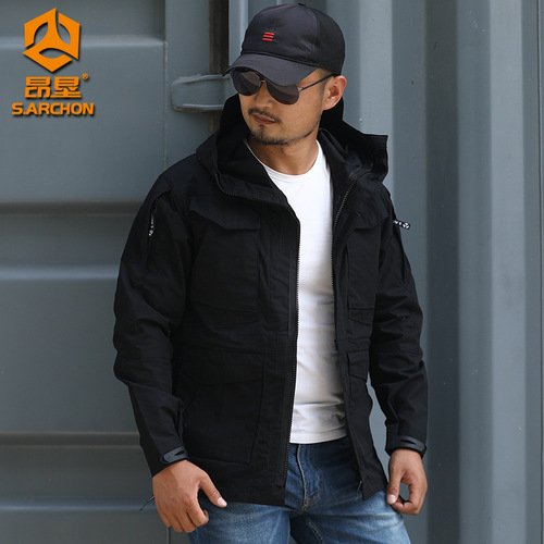 Angken Spy M65 Tactical Windbreaker Men's Velvet Outdoor Waterproof Jacket Mid-Length Military Fans Field Jacket