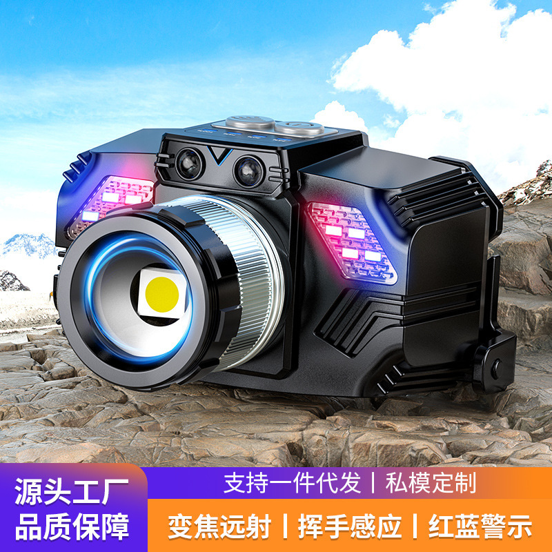 New high-brightness headlamp, ultra-bright, waterproof, rechargeable, long-lasting, outdoor head-mounted for fishing, night fishing, zoom sensor, wholesale New high-brightness headlamp, ultra-bright, waterproof, rechargeable, long-lasting, outdoor head-mounted for fishing, night fishing, zoom sensor, wholesale