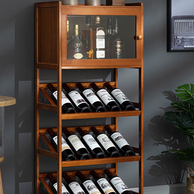 Red Wine Rack Storage Rack Household Small Wine Cabinet Wine Grids Bar Display Rack Wine Decoration Simple Solid Wood Wall