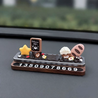 Car Decoration Moving Phone Plate | Nömrəli dayanma kartı - no-7-cream-walnut-wood-parking-plate-material-kit-note-finished-product-will-be-shipped-by-default