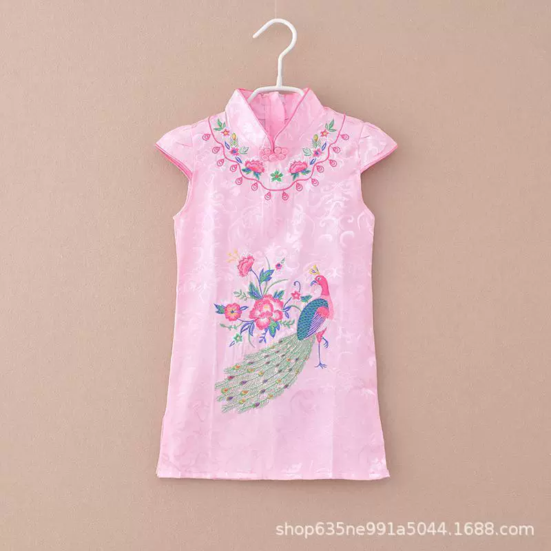 Для девочек 2024 летний новый короткий рукав улучшенный чонсам детский этнический ретро платье в китайском стиле
