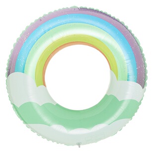 Shinohara ins Cyber Celebrity Thickened Sequins Five Rainbow Clouds Swimming Ring with Handle Adult Inflatable Swimming Ring Underarm Ring