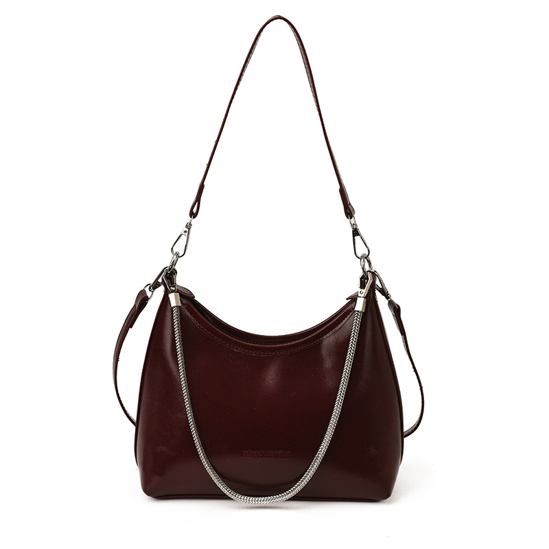 Bolso de brazo de cadena extranjera transfronteriza de invierno de mujeres 2025 nueva textura de moda bolso de hombro bolso de cara brillante