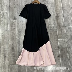 フランスのNanyouファッショナブルでエレガントなコントラストカラードレス女性用2025夏の新しいデザイン気質スリムフィッシュテールスカート