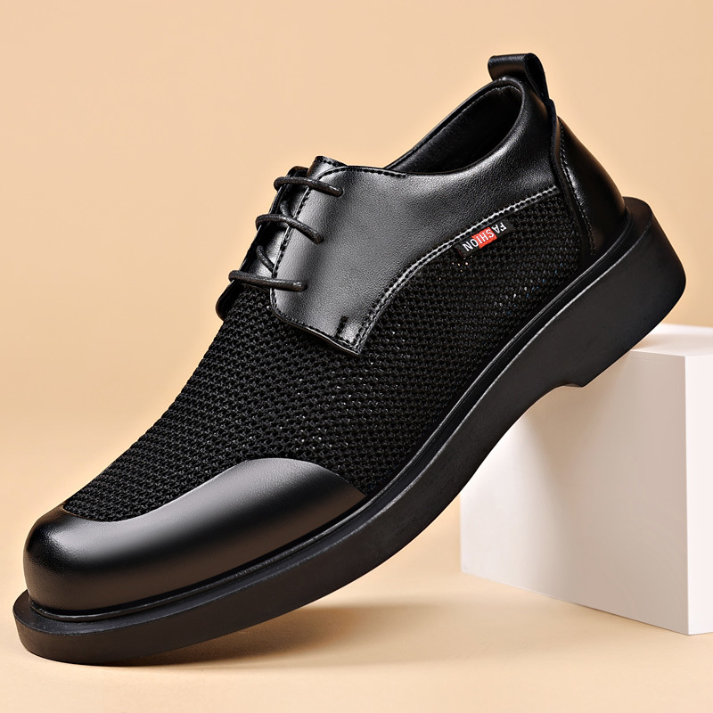 Men's Shoes Summer Breathable New Leather Shoes Sports British Casual Thin Mesh Sandals for Men