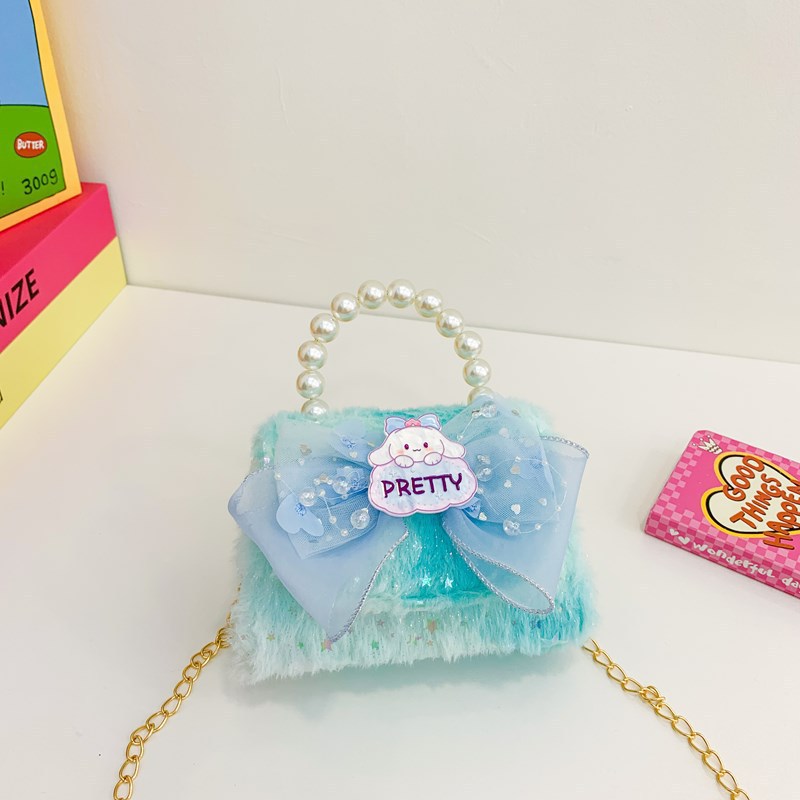 Niñas lindas bolsas de peluche arco iris 2025 exportaciones de comercio exterior de aire extranjero bolsa de tramo inclinada bolsa de princesa de perlas