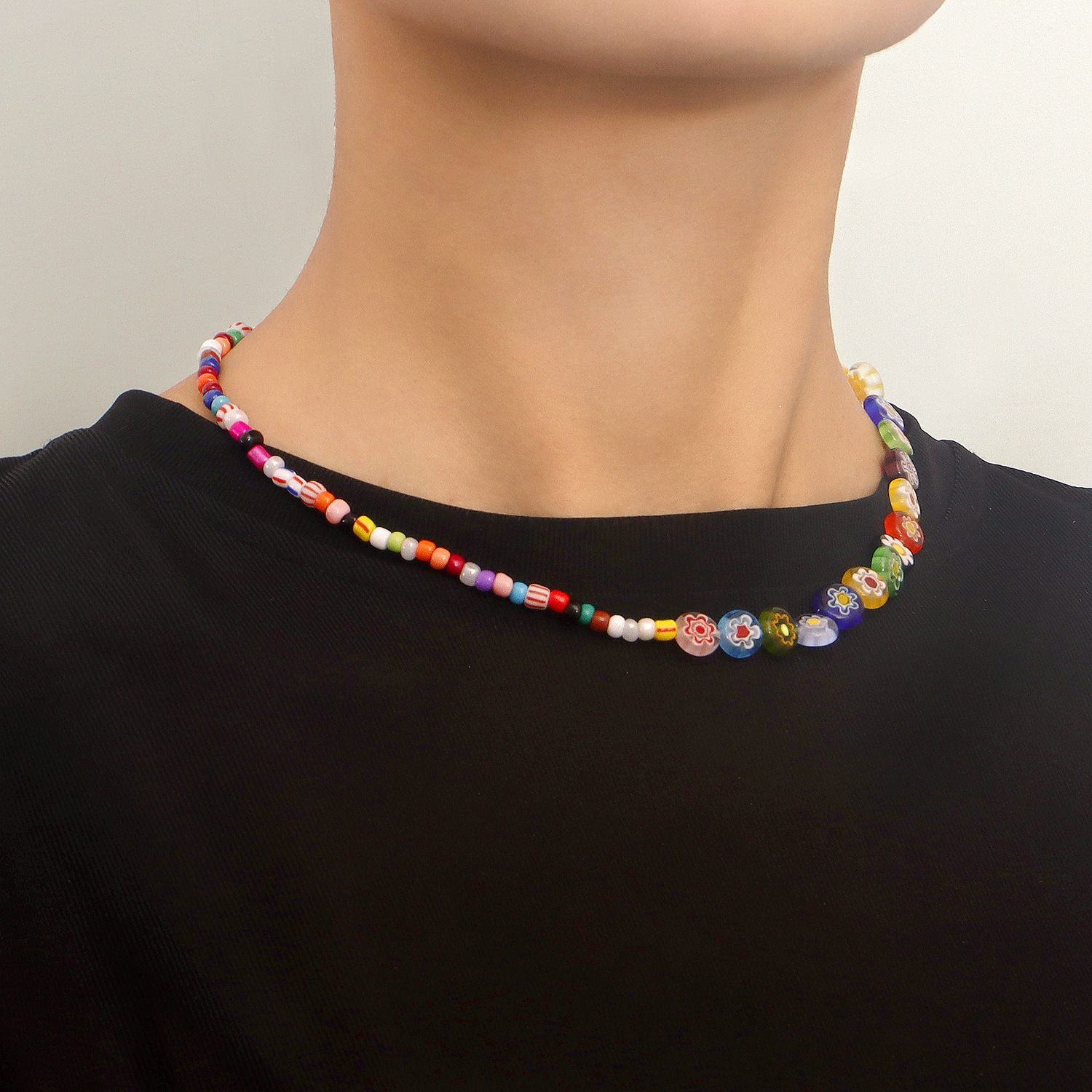 Regnbågsblomma pärlhalsband för par_voghion.com
