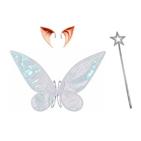 Elf DE LOS NIÑOS alas mariposa traje varita mágica rendimiento apoyos danza gasa vestido fiesta princesa