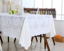 圆桌长桌茶几正方形四方花餐白色网纱法式台布蕾丝餐桌布。沙布