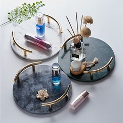 Factory wholesale natural marble dinner plates simple European round marble fruit plate jewelry cosmetics storage tray