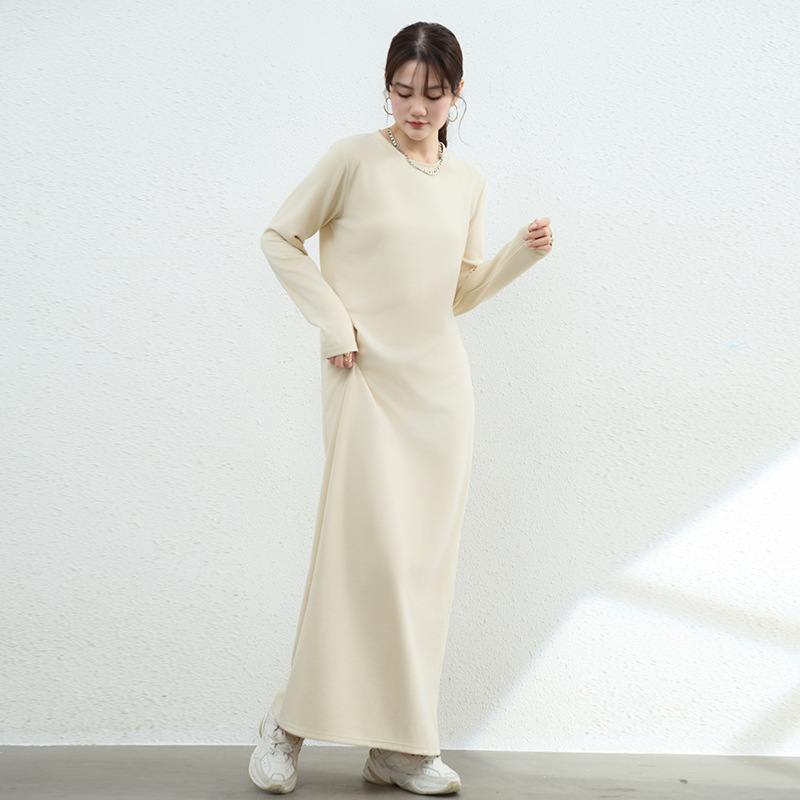 여성 기모 긴팔 롱 원피스 루즈핏 가을 겨울 데일리룩
