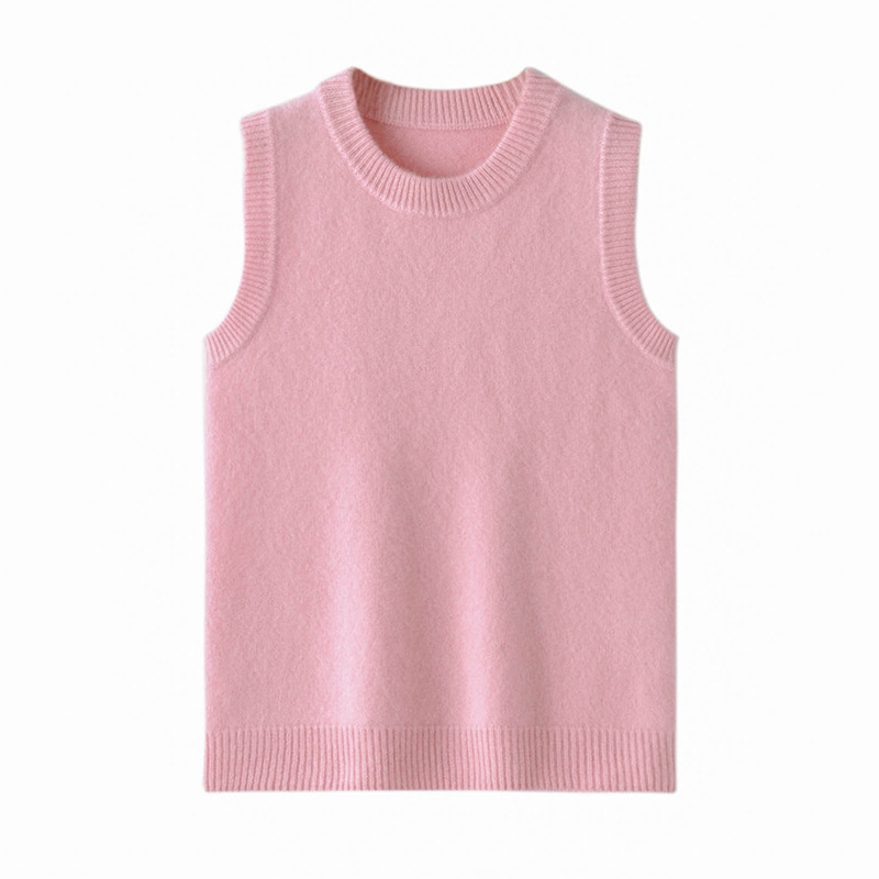 Children's knitted vest for men and women with a round collar