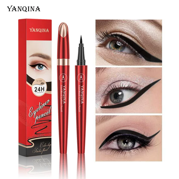 YANQINA Cool Black Hard Head Eyeliner Waterproof No Sizzy No Makeup Quick-drying Eyeliner Cross-border Cosmetic