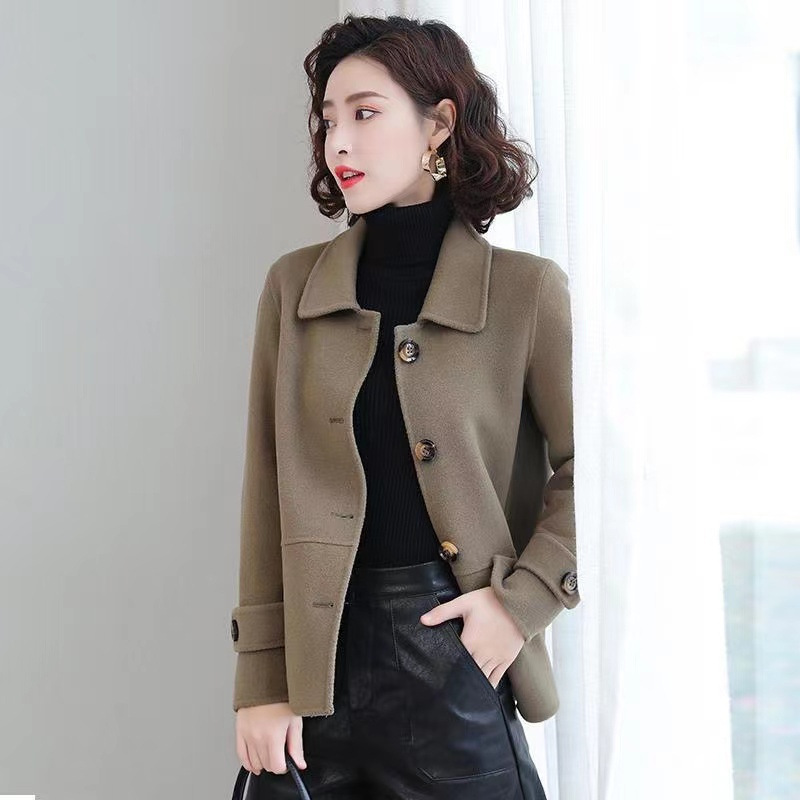 Short demi-season woolen coat, cardigan for leisure, Chanel style, loose fit