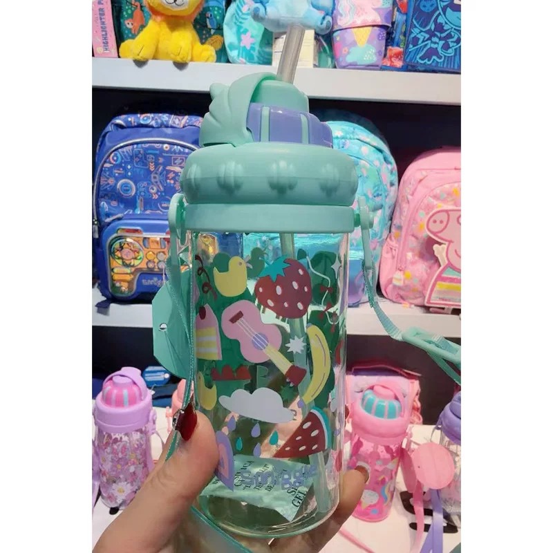 Australian smiggle taza de agua pajita plástico para niños estudiantes ligero y transparente taza de mano botella de agua de alto valor