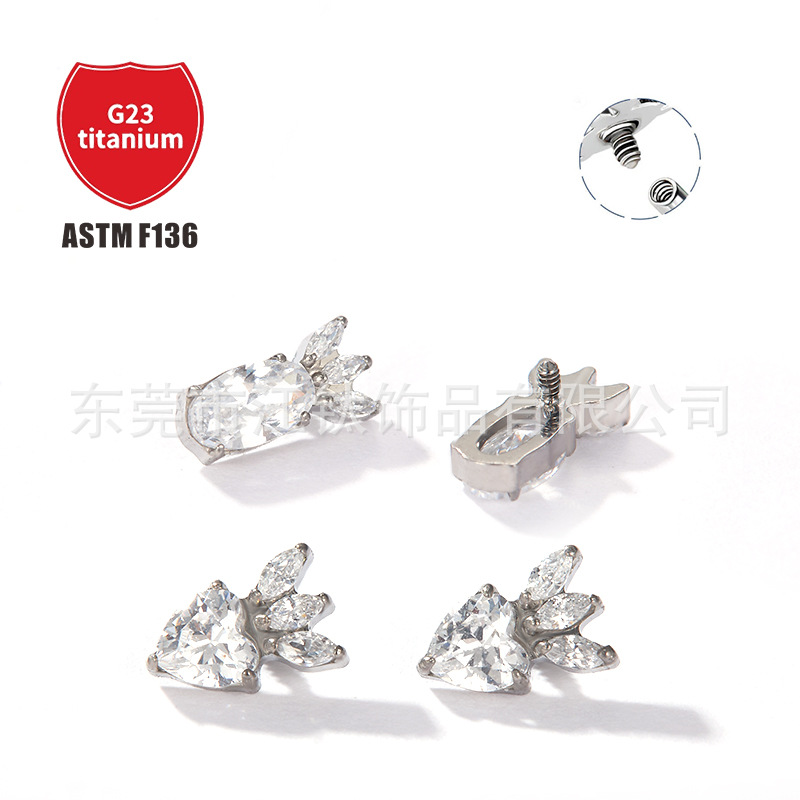 Pointed titanium steel lip stud product view