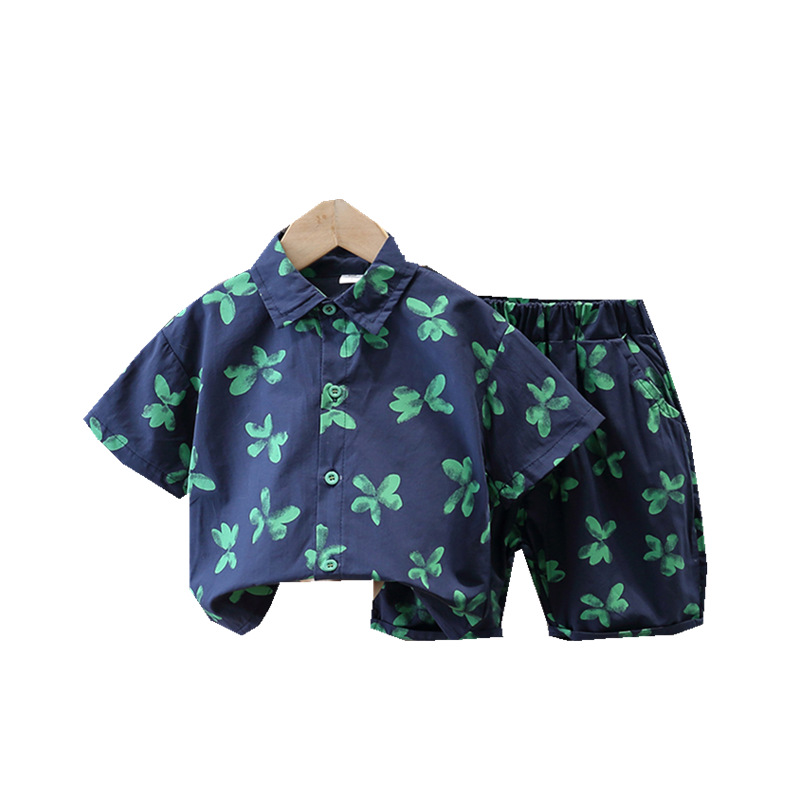 337 ropa de verano para niños traje 2022 nuevo estilo coreano camisa de manga corta traje de dos piezas ropa de bebé para niños de moda