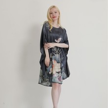 100%桑蚕丝睡裙 妈妈宽松大码真丝睡衣 200斤可穿