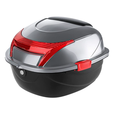 Box Rear Tail Box, Motorcycle Safety Supplies - abs-material-large-box-silver-gray-single-tail-box