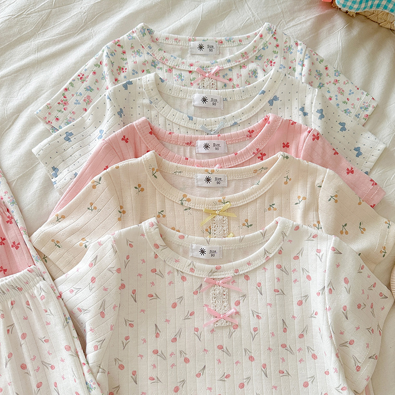 Ensemble loungewear bébé pur coton pyjama manches courtes été_voghion.com