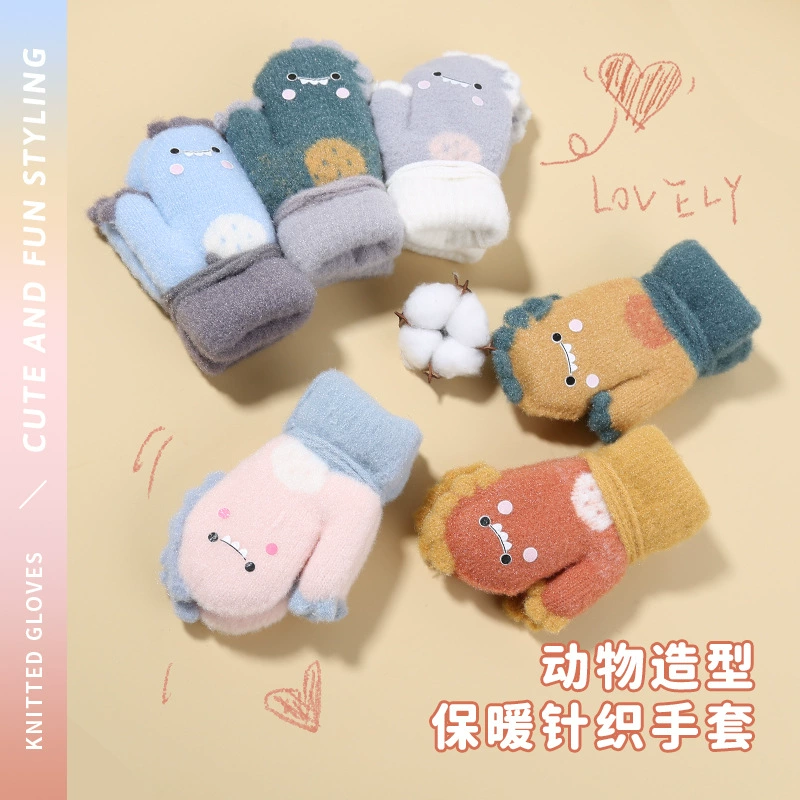 Детские перчатки на осень и зиму, зимние теплые перчатки для малышей, на флисовой подкладке, милые с героями мультфильмов, перчатки с полными пальцами для мальчиков и девочек