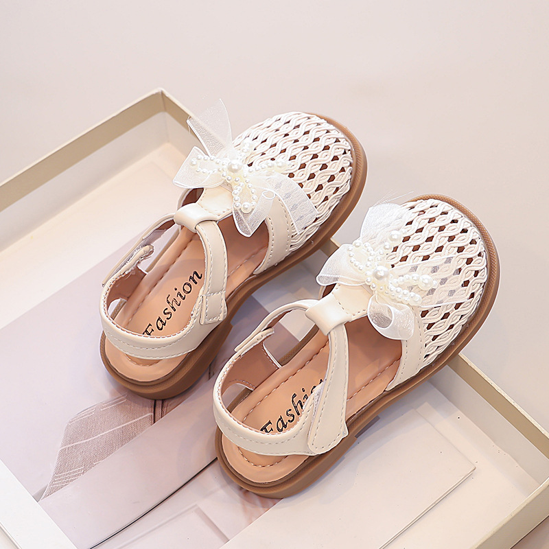 Sandalias para niñas 2025 verano nuevo estilo zapatos de princesa para niños niñas Baotou zapatos de playa sandalias tejidas con lazo de moda image 8