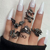Ring, set, heart, European style, punk style, 5 pieces
