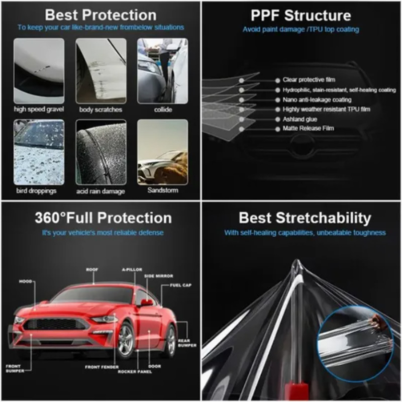 High-End Tpu Invisible Car Film, Thickened Ppf Car Paint Protection Film, Anti-Scratch, Imported Transparent Car Protection Film
