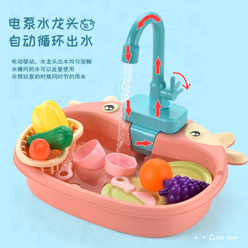 children dishwasher Toys Electric loop effluent Calf Trays Play house simulation kitchen Bathing Toys