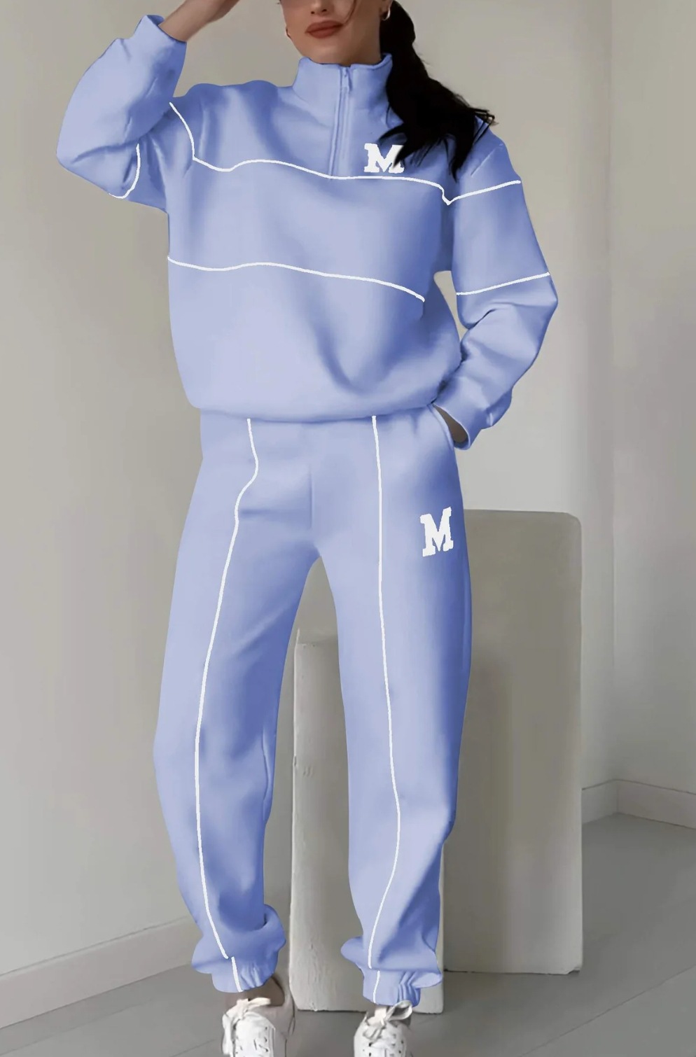 Damenbekleidung Herbst und Winter neue Sweatshirt Brief Langarmhose lässiger Sportanzug_voghion.com