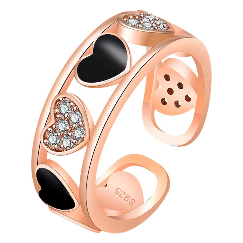 Niche design hollow-out lovely color matching ring ins trendy exquisite high-grade adjustable index finger open ring for women