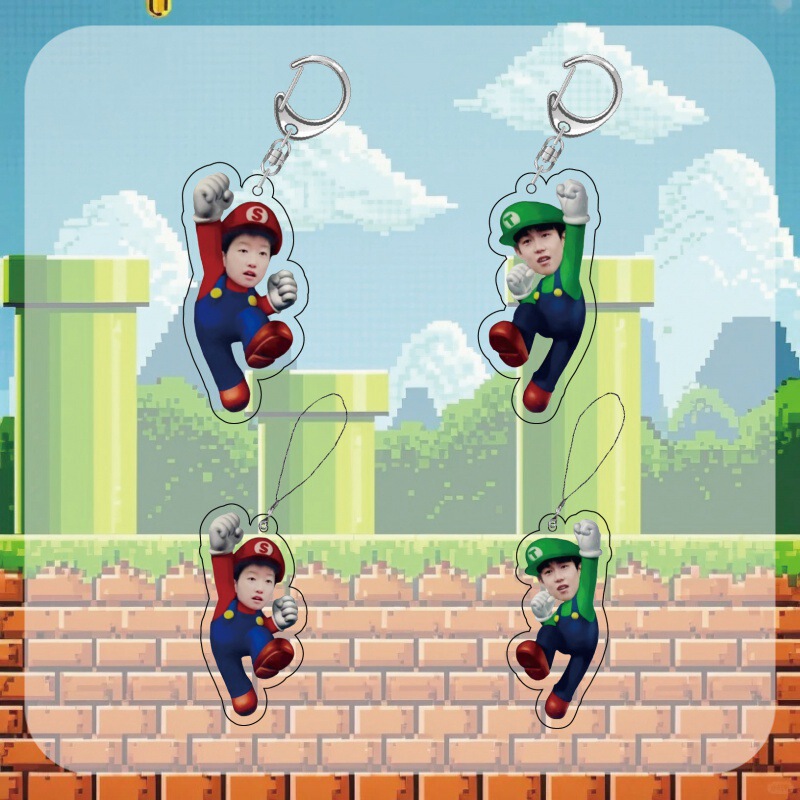 Sha head cute creative peripheral Mario Luigi acrylic key chain pendant small pendant for friends and girlfriends