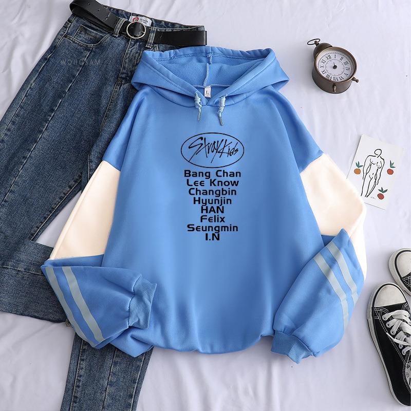 Suministro transfronterizo Harajuku KPOP stray kids álbum sudadera de manga larga empalmada sudadera con capucha marca de moda