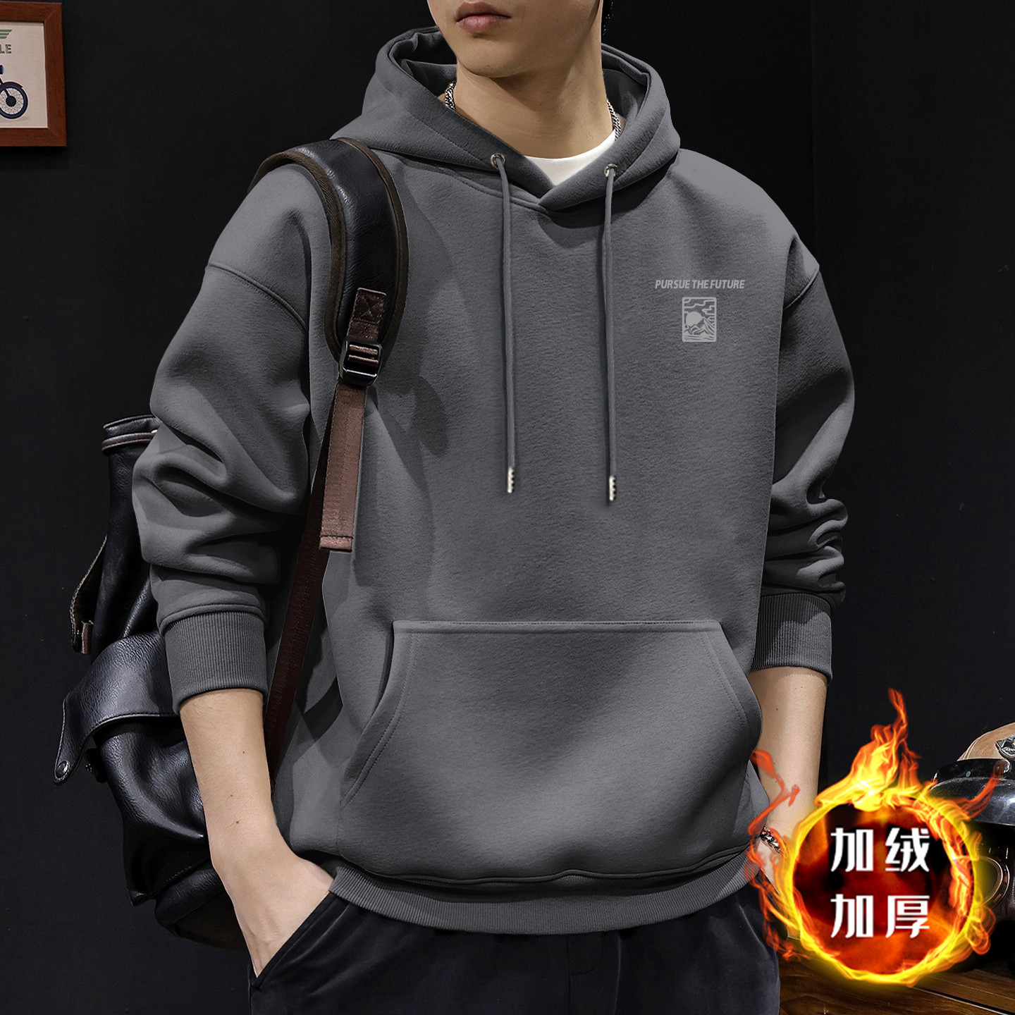 Japón suelto encapuchado otoño y invierno chaqueta de hombre nuevo chaqueta de letras retro hombre chaqueta de marca de moda pesada