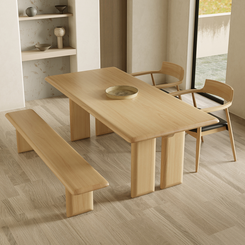 日式简约长方形餐桌北欧风纯实木客厅家用白蜡木书桌椅组合小户型