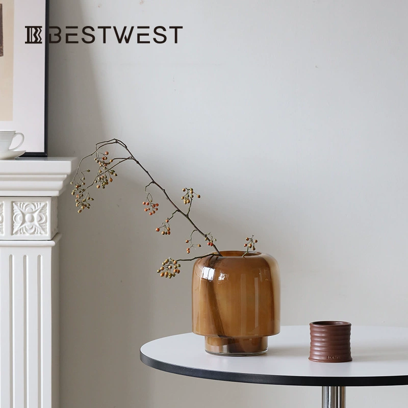 Bosi Home средневековый высококачественный стеклянный ваза чай коричневый легкий экстравагантный стол
