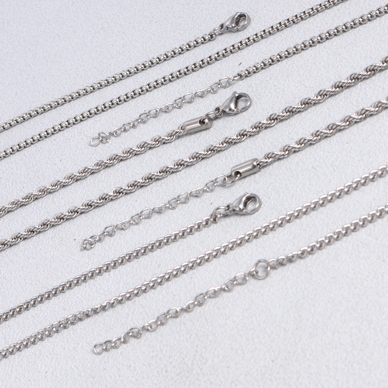 Quadratische Perlenkette Aus Edelstahl Für Damen Und Herren_voghion.com