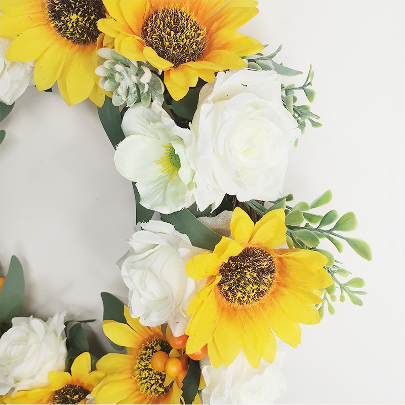 跨境亞馬遜新品花環(huán) 向日葵花環(huán) 情人節(jié)復(fù)活節(jié)裝飾品掛件門掛