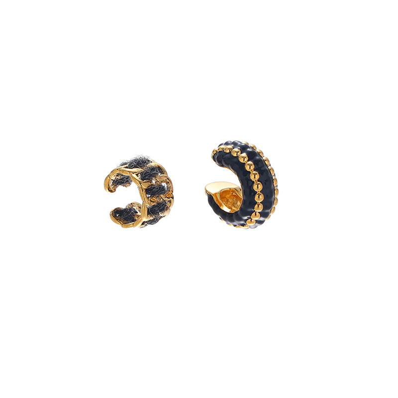 Latón Chapado en 18K oro/aceite de gota hecho a mano retro simple todo partido personalizado lana oído hueso clip earless pendientes para las mujeres